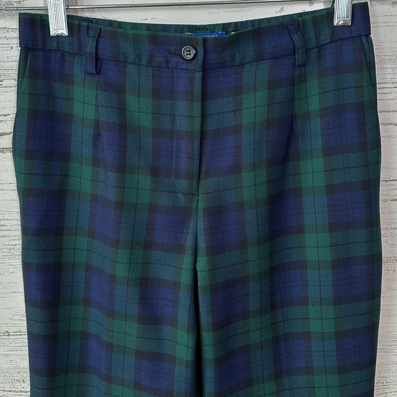 PENDLETON Blackwatch Plaid 100% Virgin Wool High Rise Straight Leg Pants 2P - Picture 3 of 11